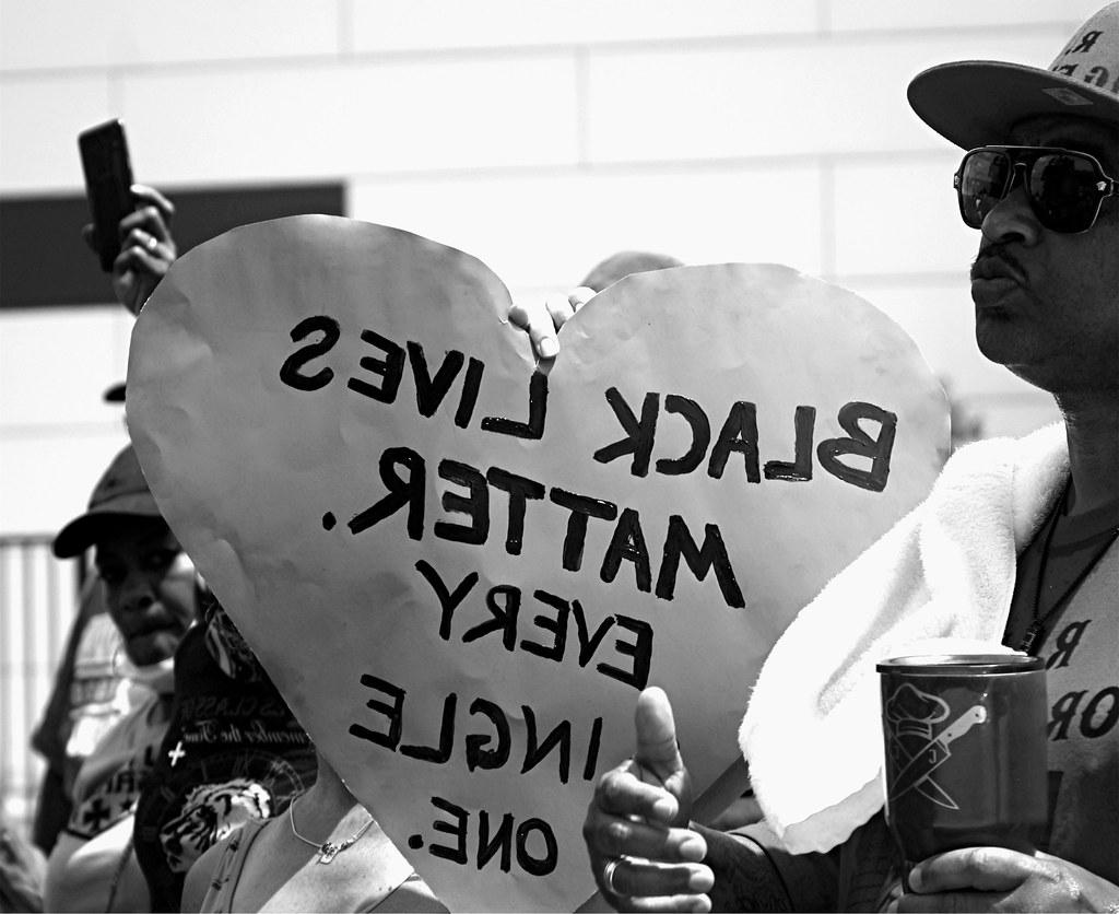 Heart shaped poster reading, Black lives matter. Every single one.